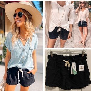 Black Linen Tencel Shorts by Sophie & Trey - NWT